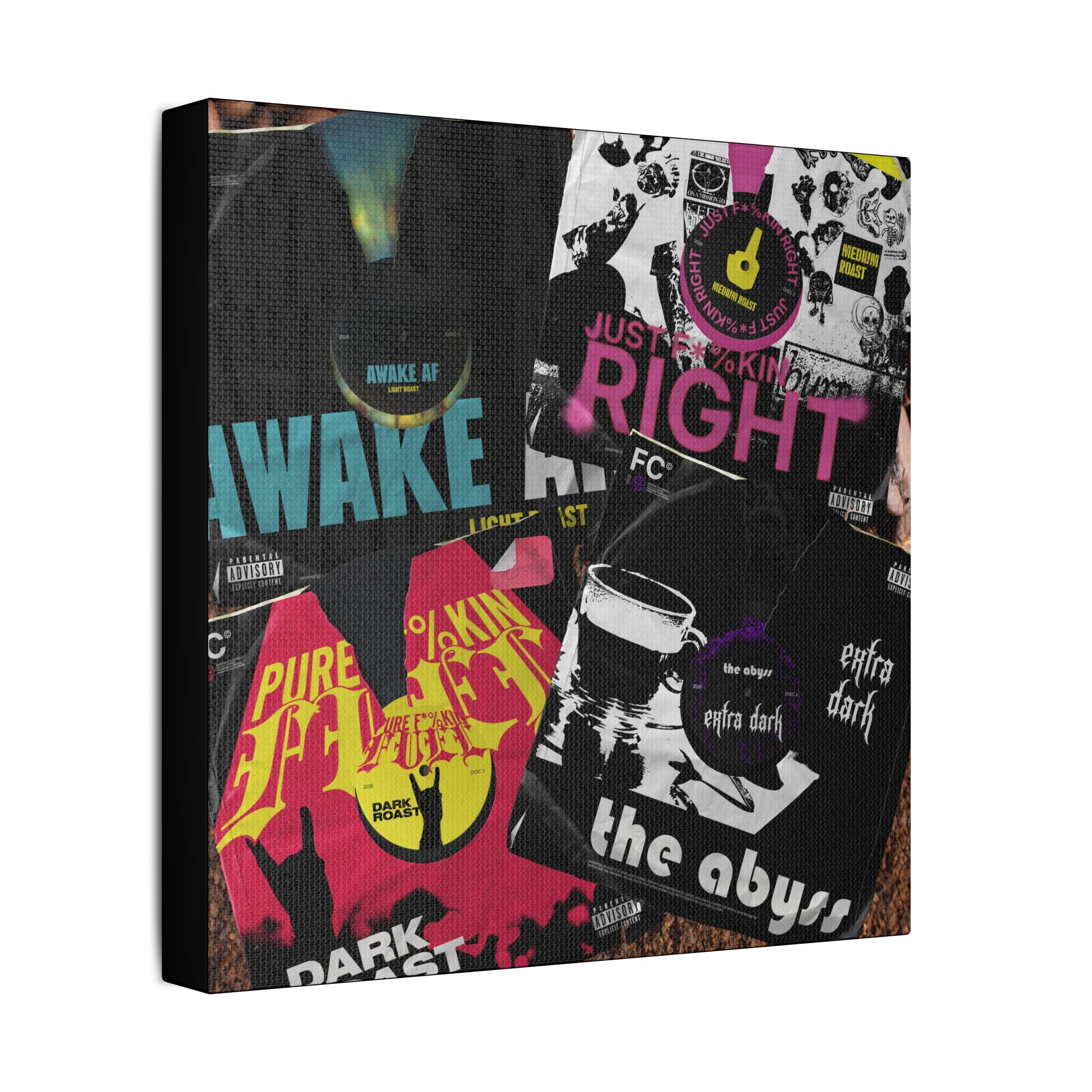 The Full Discography Collage Satin Canvas Stretched | Wall Art