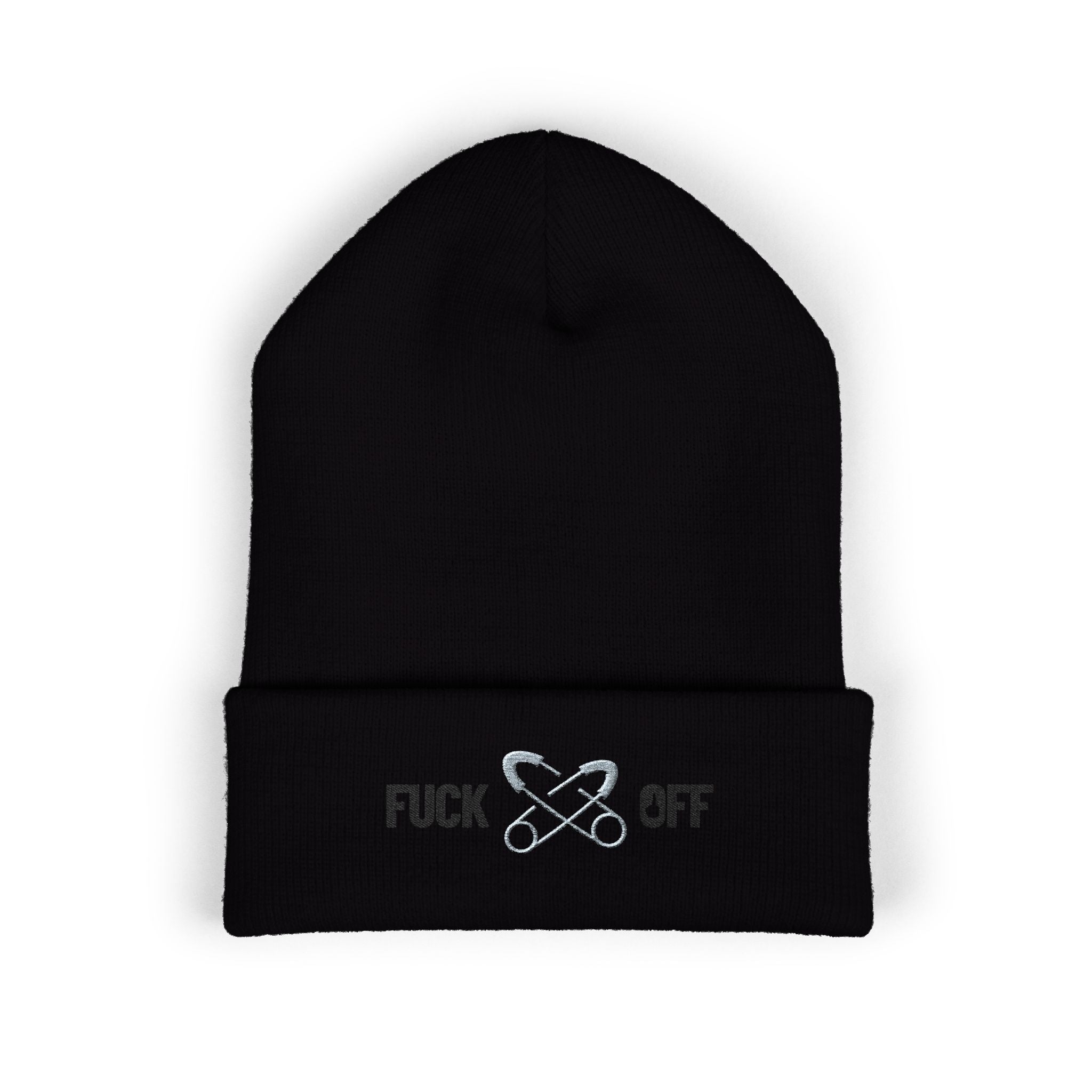F*%k Off Cuff Knit Embroidered Beanie
