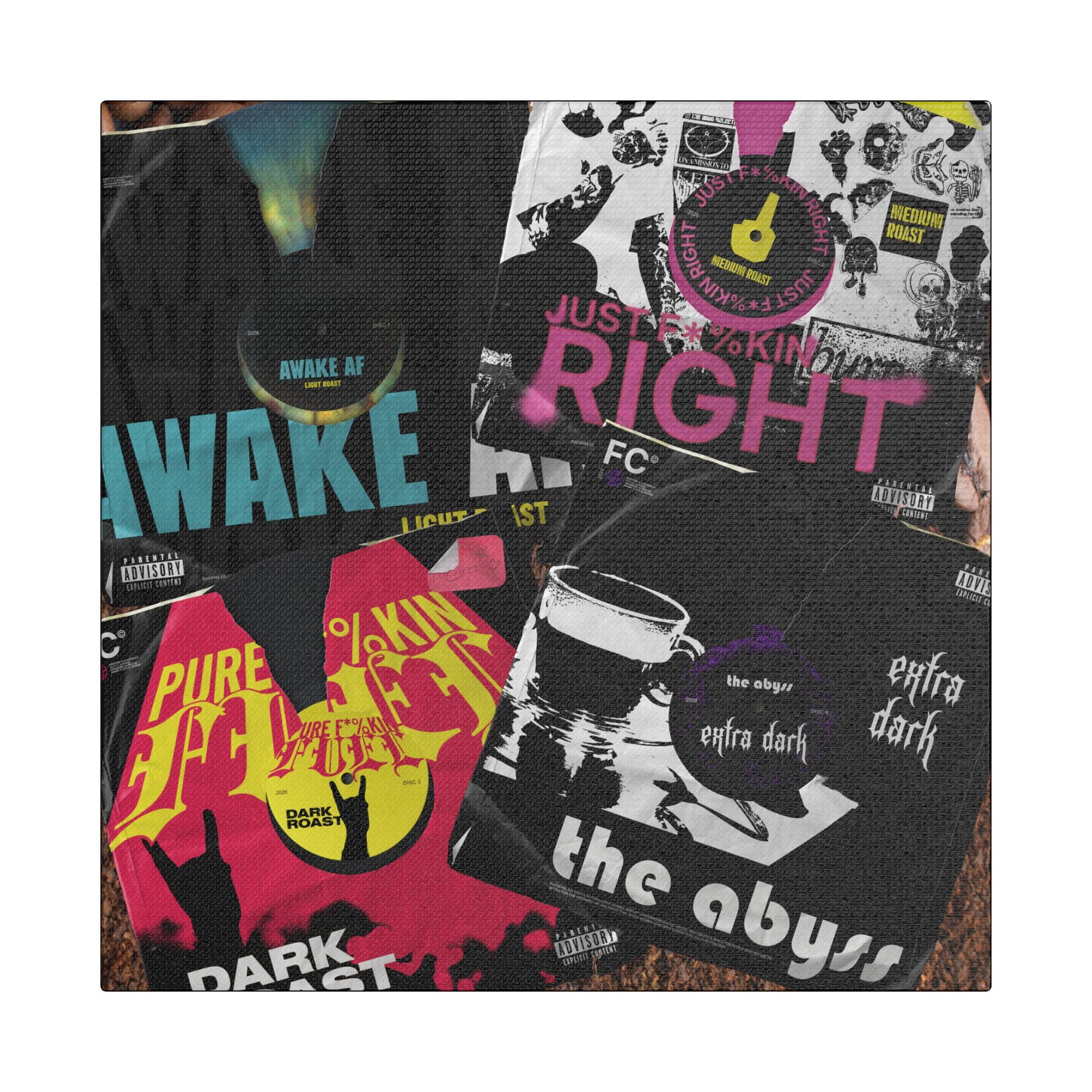The Full Discography Collage Satin Canvas Stretched | Wall Art