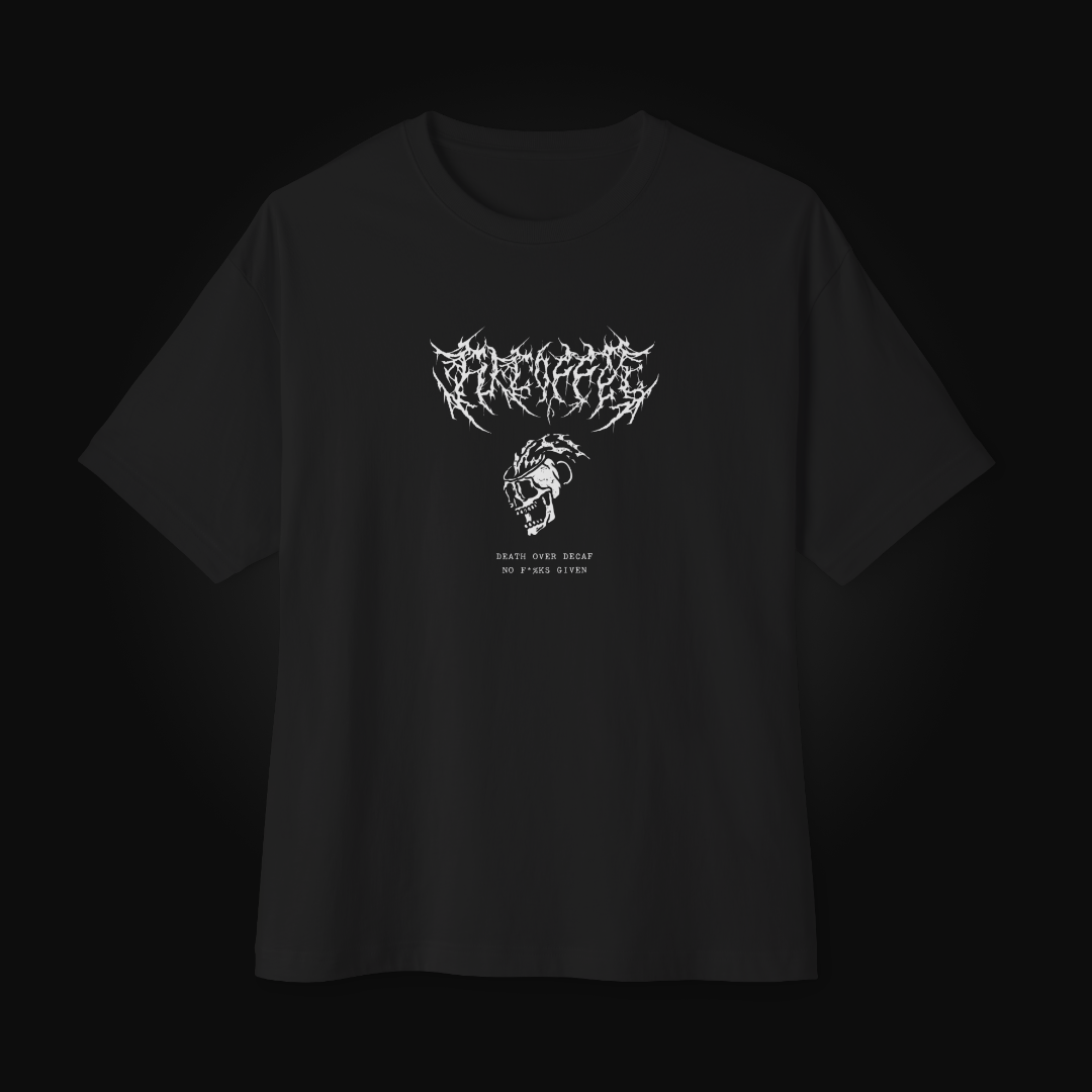 FuCoffee Co. Death Over Decaf Oversized Boxy T-Shirt