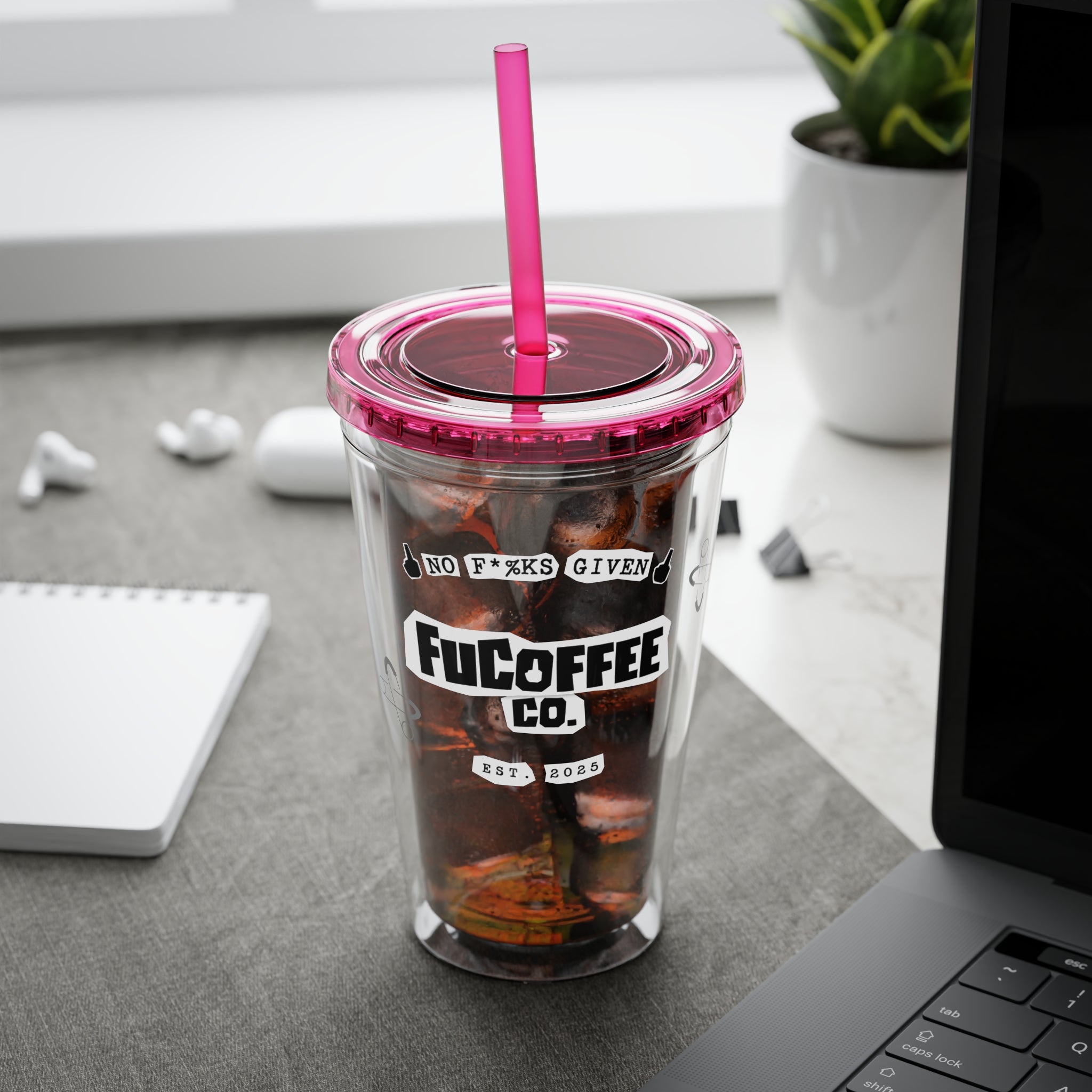 FuCoffee Co. 16oz To-Go Cup Pink